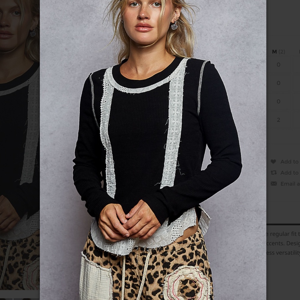 POL “ Tanya 2 “ POL Ribbed Knit with top with Eyelet Patch Detail - Picture 2 of 5